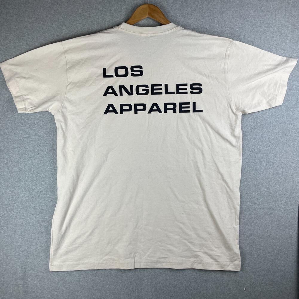 Los Angeles Apparel Shirt Mens XL Ivory Spell Out Logo Heavyweight Made In USA